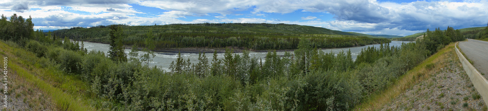 View of Liard River from Alaska Highway,Yukon,Canada,North America
