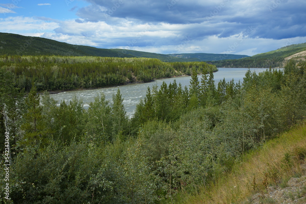 View of Liard River from Alaska Highway,Yukon,Canada,North America
