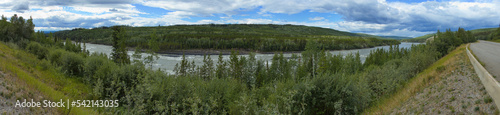 View of Liard River from Alaska Highway Yukon Canada North America 