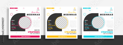 set of webinar social media banner template. social media post banner for ads promotions and internet. vector