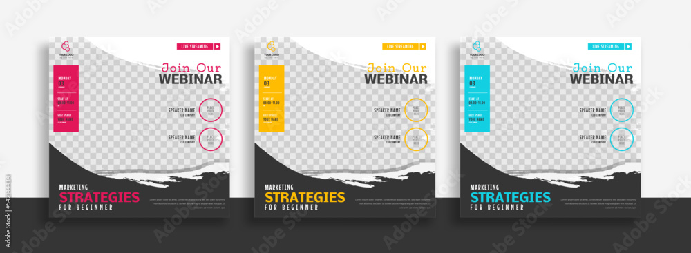 set of webinar social media banner template. social media post banner for ads promotions and internet. vector set of webinar social media banner template. social media post banner for ads promotions and internet. vector