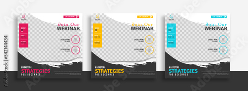 set of webinar social media banner template. social media post banner for ads promotions and internet. vector