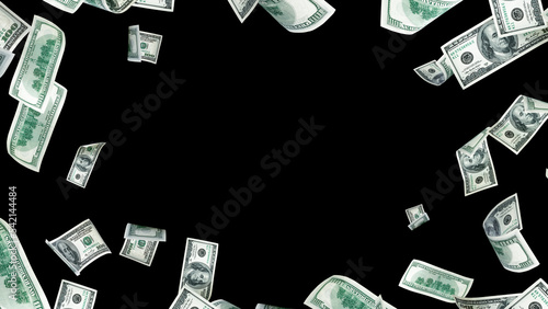Money falling. American money. Washington American cash, usd background.