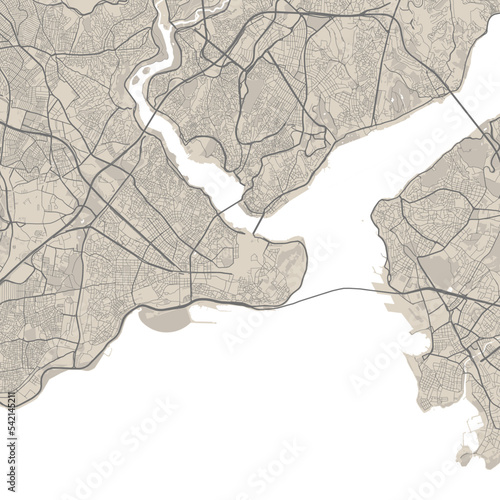 Vector map of Istanbul, Netherlans, Czech. Urban city road map art poster illustration.