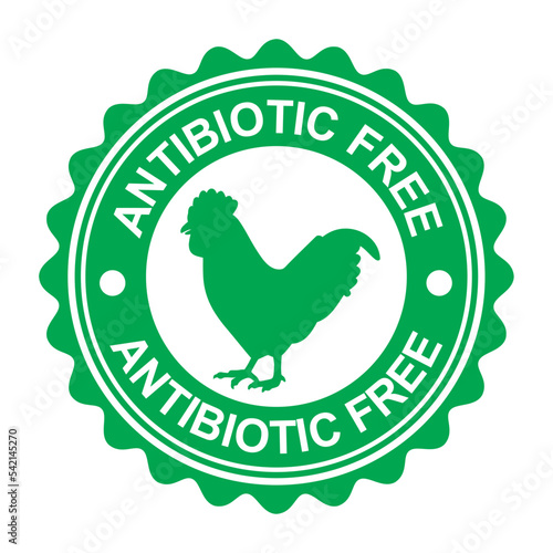Antibiotic free chicken meat label.