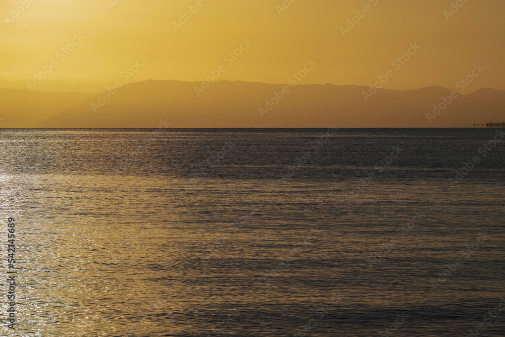  Sunrise From Corfu Island Overlooking Mountains Of Balkan Peninsula Of Greece, Moraitika, Corfu, Greece