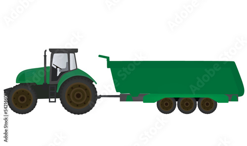 Farmer tractor with trailer. vector