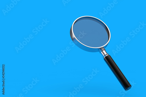 Business Search and Analysis Concept. Search Magnifying Glass Loupe Tool Instrument. 3d Rendering