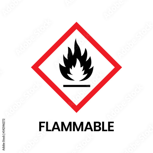 Vector Flammable , hazard warning sign flammable icon isolated on white background.