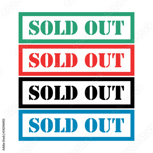 Set of Sold out stamp symbol, label sticker sign button, text banner vector illustration