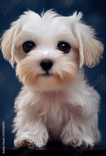 Portrait of adorable Maltese puppy in studio 