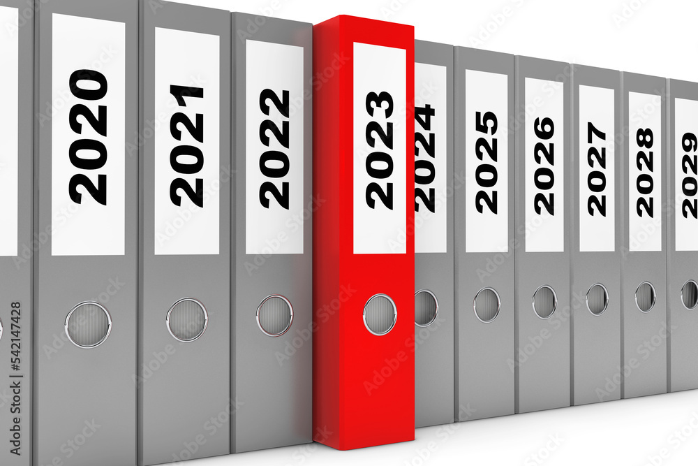 Office Folders with New Year 2023 Sign. 3d Rendering Office Folders with New Year 2023 Sign. 3d Rendering