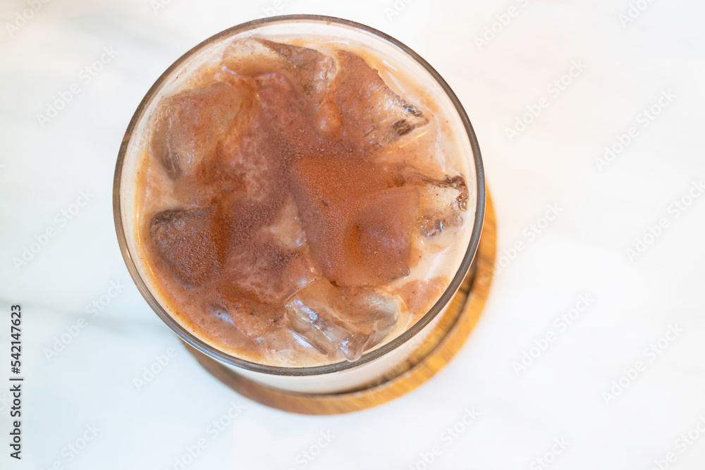 Iced coffee mocha mini glass serving Iced coffee mocha mini glass serving