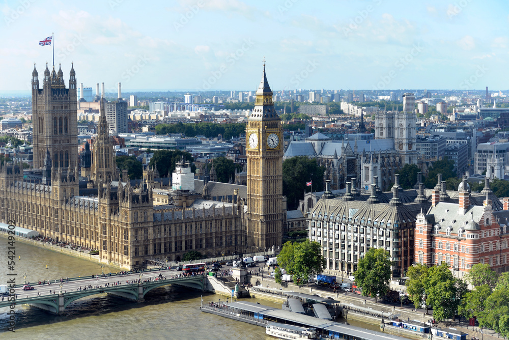 Uhrturm Elizabeth Tower oder Big Ben, Palace of Westminster, Unesco Weltkulturerbe, London, Region London, England, Großbritannien, Europa