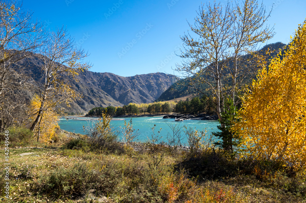 View of river Katun and Altay mountains View of river Katun and Altay mountains