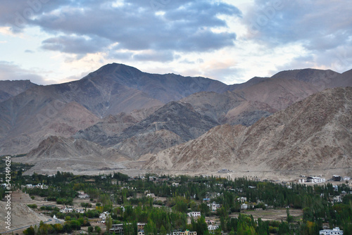 Leh is the joint capital and largest city of Ladakh, a union territory of India. Leh Palace also known as Lachen Palkar Palace is a former royal palace overlooking the city of Leh. © Sriman