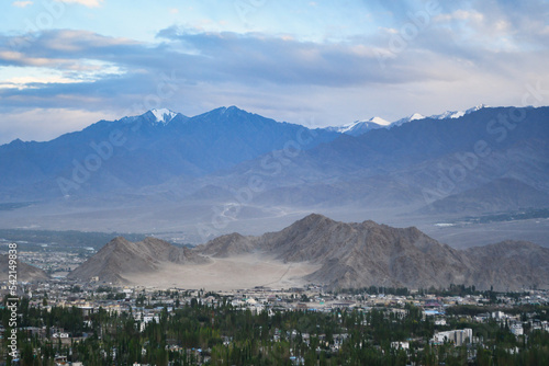 Leh is the joint capital and largest city of Ladakh, a union territory of India. Leh Palace also known as Lachen Palkar Palace is a former royal palace overlooking the city of Leh. © Sriman