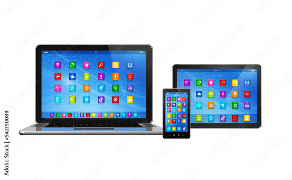 Smartphone, Digital Tablet Computer and Laptop Smartphone, Digital Tablet Computer and Laptop
