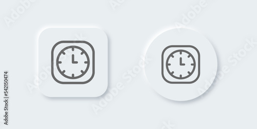 Clock line icon in neomorphic design style. Time signs vector illustration