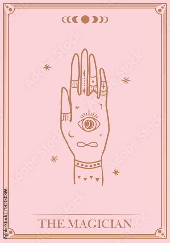 Tarot Card Minimalist Vector Illustration, The Magician Hand