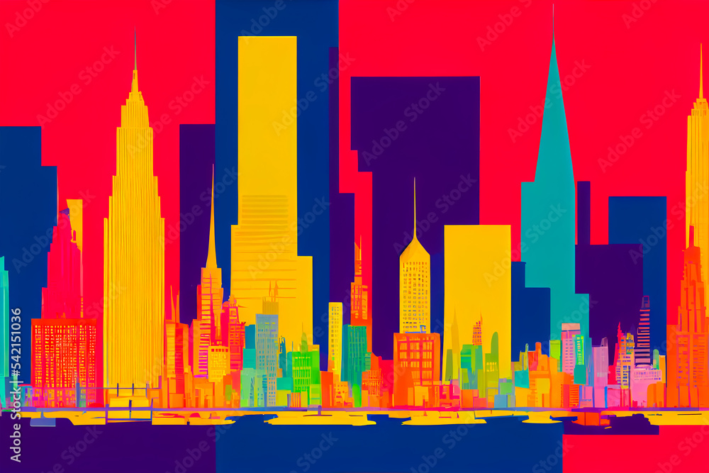 Obraz premium Pop-art colorful image of New York cityscape