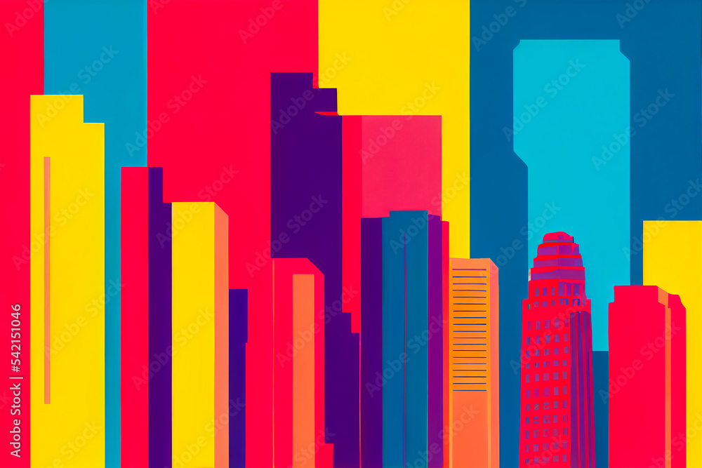 Pop-art colorful image of San Francisco cityscape