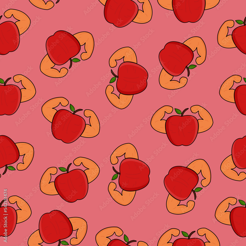 Apple and Muscle seamless pattern