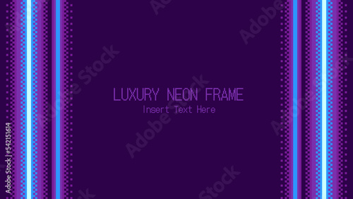 Pixelated Neon Light Tower Frame Background, Purple Light