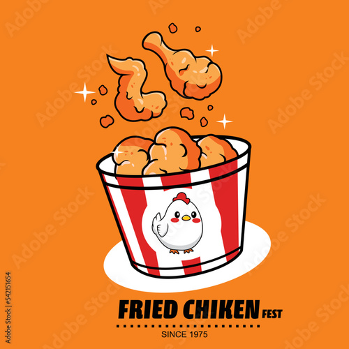 fried chicken tee design graphic for print illustration t shirt vector art vintage