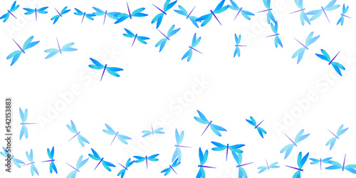 Fairy cyan blue dragonfly isolated vector background. Spring pretty insects. Decorative dragonfly isolated baby illustration. Gentle wings damselflies patten. Garden creatures