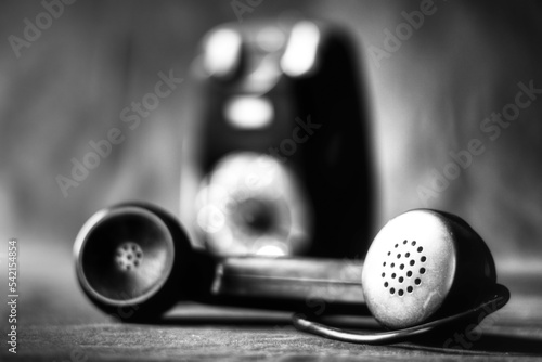a nostalgic black and white phone