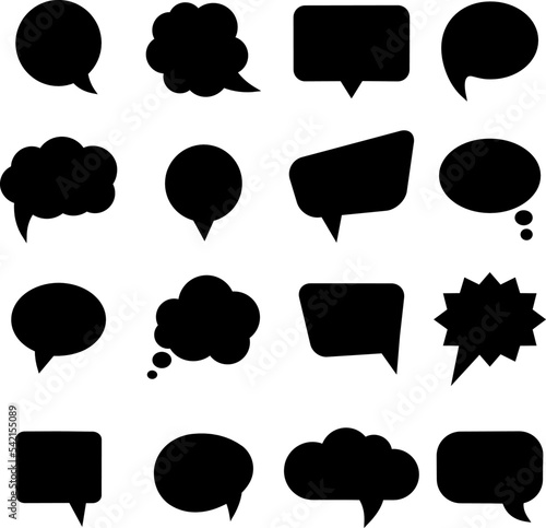 speech bubbles black and white flat vector collection