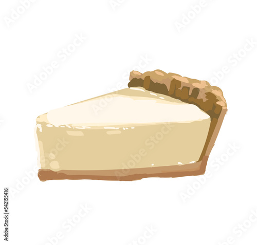 vanilla slice cheesecake colored vector drawing dessert sweet illustration sugar food isolated on white background