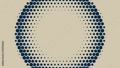 2D Abstract Geometric Wave Hex Halftone Pattern