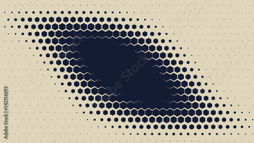 2D Abstract Geometric Wave Hex Halftone Pattern