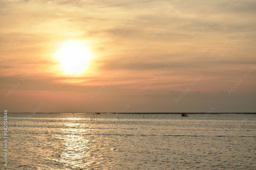 landscape of sea in sunset in Thailand 