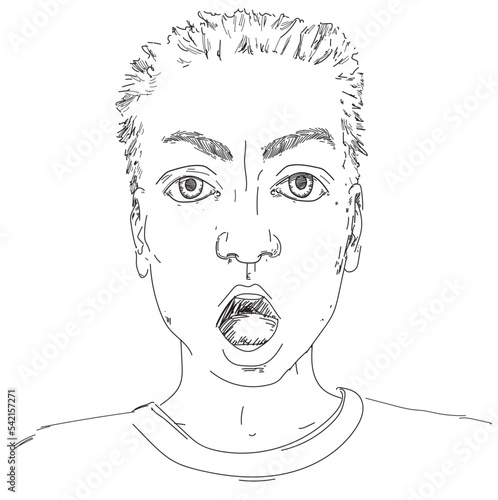 angry confused surprised head person human emotion calm young boy face expression illustration line drawing on white background