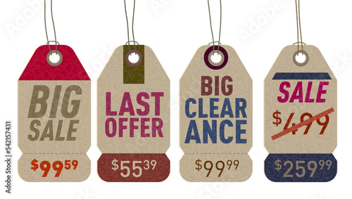 3D Retro Style Sale Tags Hanging On A Rope