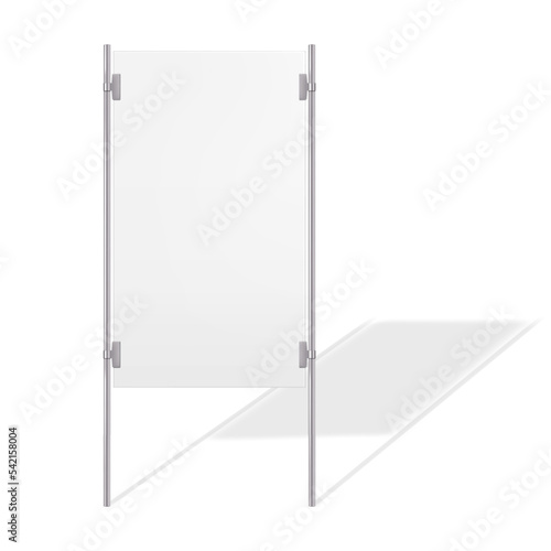 Blank white outdoor sign vector mock-up. Empty billboard mockup. City street advertising banner. Template for design