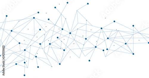 Blue network. Abstract connection on white background. Network technology background with dots and lines for desktop. Ai background. Modern abstract concept. Line background, network technology vector
