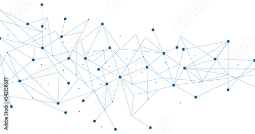 Blue network. Abstract connection on white background. Network technology background with dots and lines for desktop. Ai background. Modern abstract concept. Line background, network technology vector photo