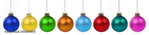 Collection of christmas decoration with colorful balls baubles isolated on a white background
