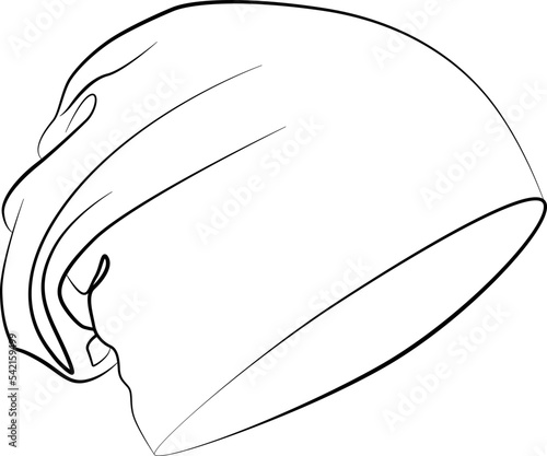 Beanie seamed cap, hat Slouch beanie hat. Warm hat for winter, cold days sketch drawing, contour lines drawn mode object
