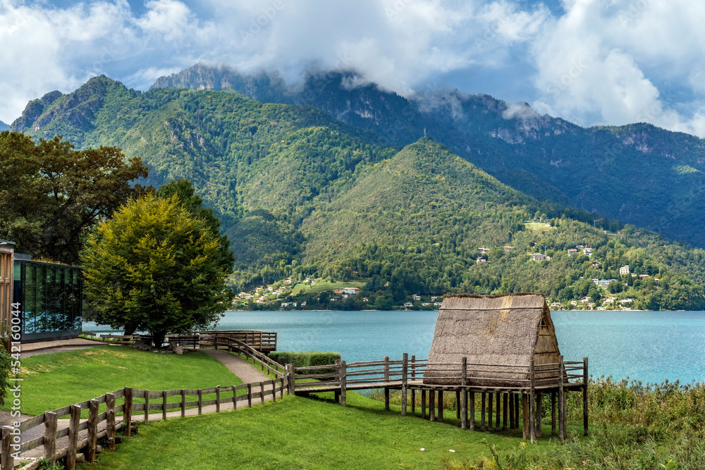 The picturesque alpine Lake Ledro (Lago di Ledro) in Trentino, northern Italy, one of the cleanest lake in the area.
