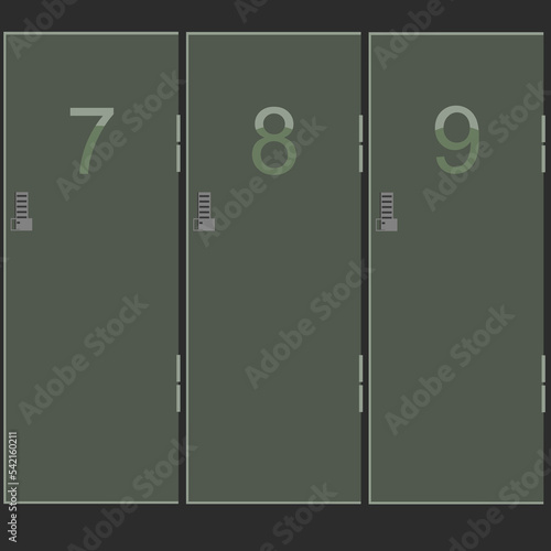 Cupboard or wardrobe and locker flat illustration 