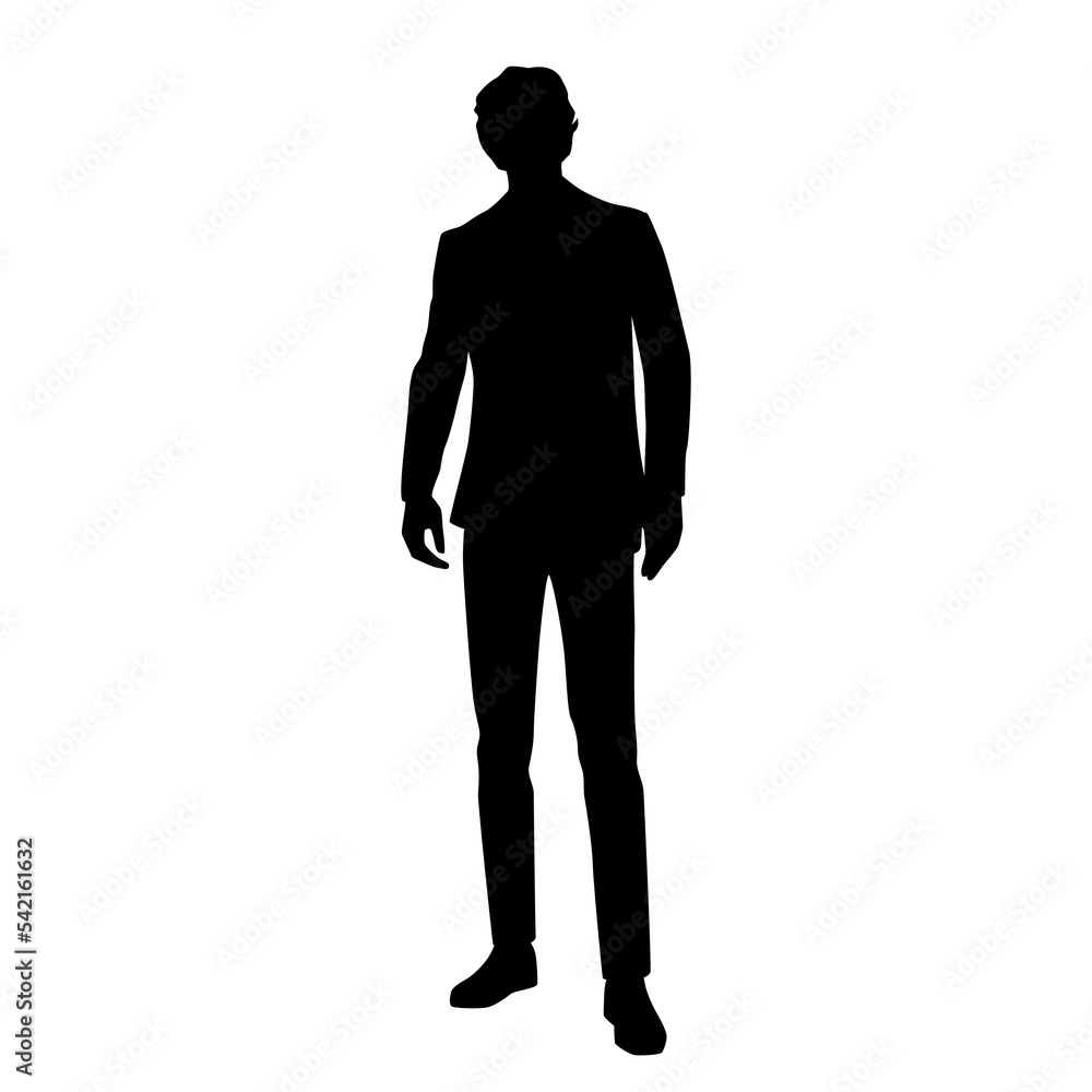 Vector silhouette of man standing, business people, black color, isolated on white background Vector silhouette of man standing, business people, black color, isolated on white background