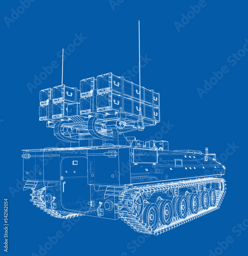 Military track missle system. Vector