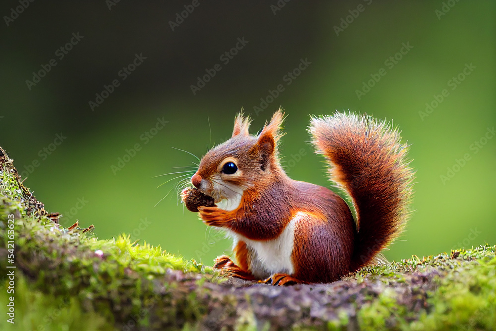a red squirrel sits on a branch and eats a nut a red squirrel sits on a branch and eats a nut
