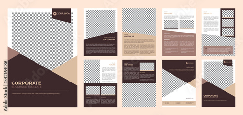 Corporate Brochure Template design clean and simple style business profile template layout, 8 pages brochure