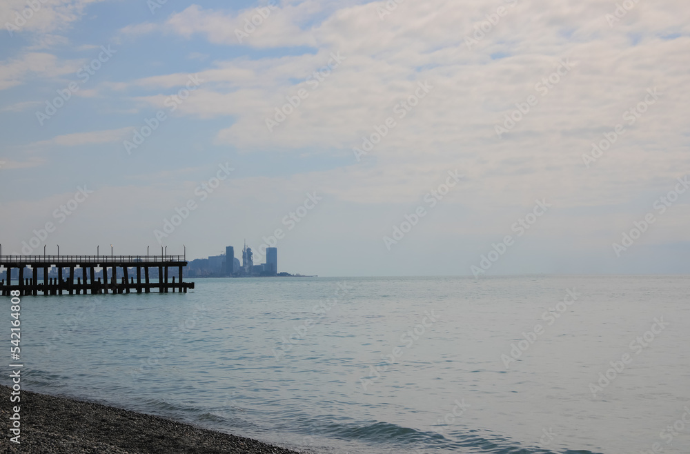 Picturesque view of pier near beautiful calm sea Picturesque view of pier near beautiful calm sea